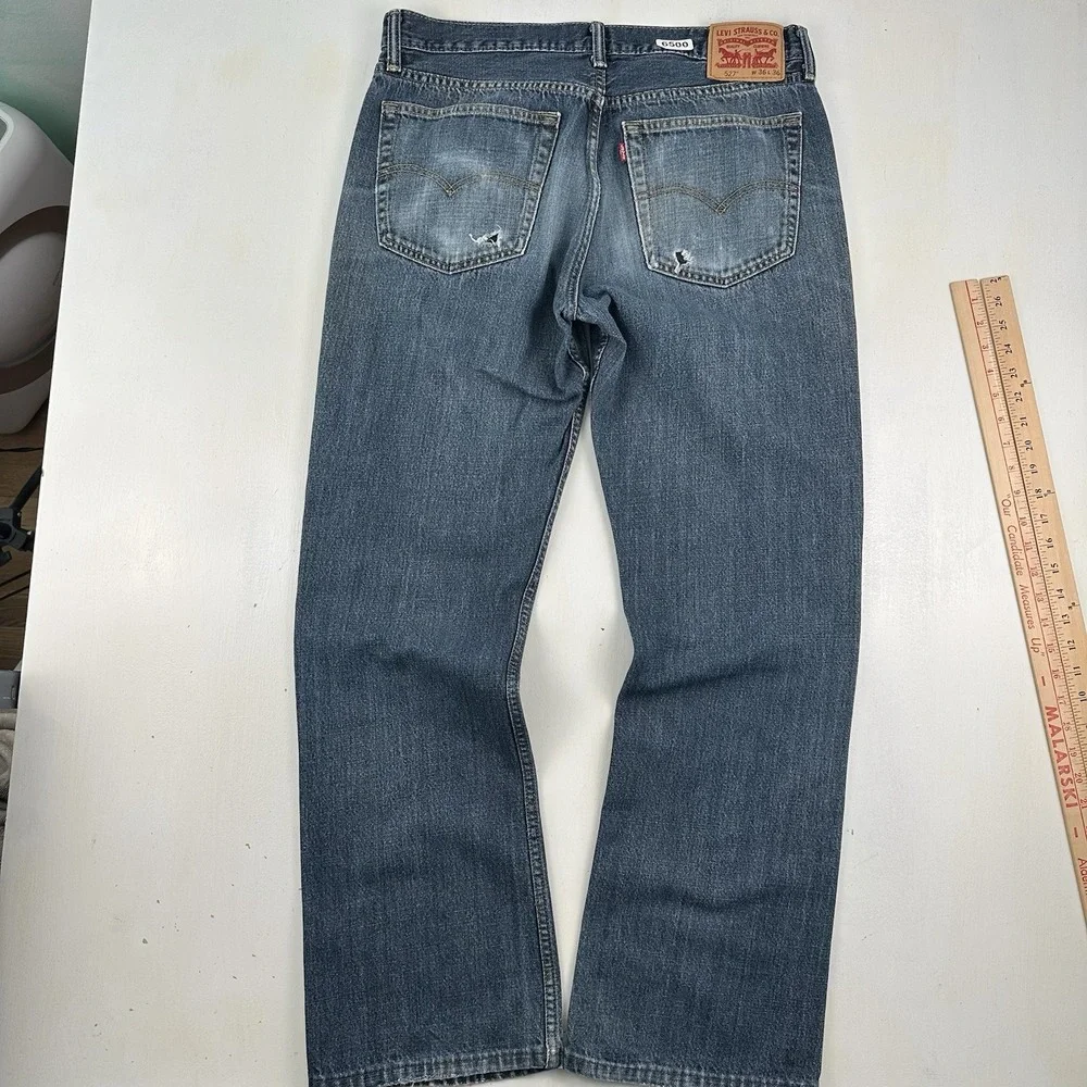 Y2K Levi’s 527 Boot Cut Jeans Men’s Fits 36x32 Blue Distressed Cowboy Whiskered